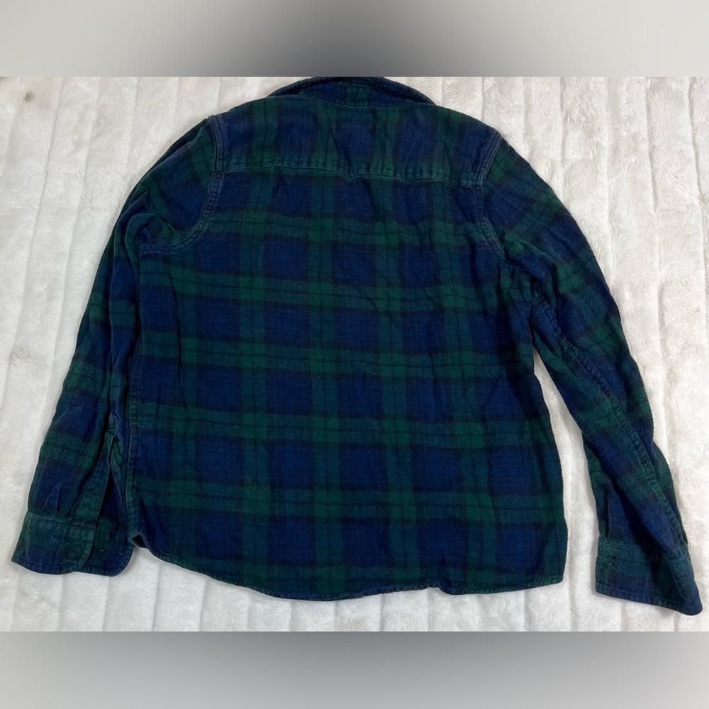 L.L. Bean XSP Blue Green Plaid Flannel Preppy Fall Winter Button Shirt Casual - Picture 3 of 7